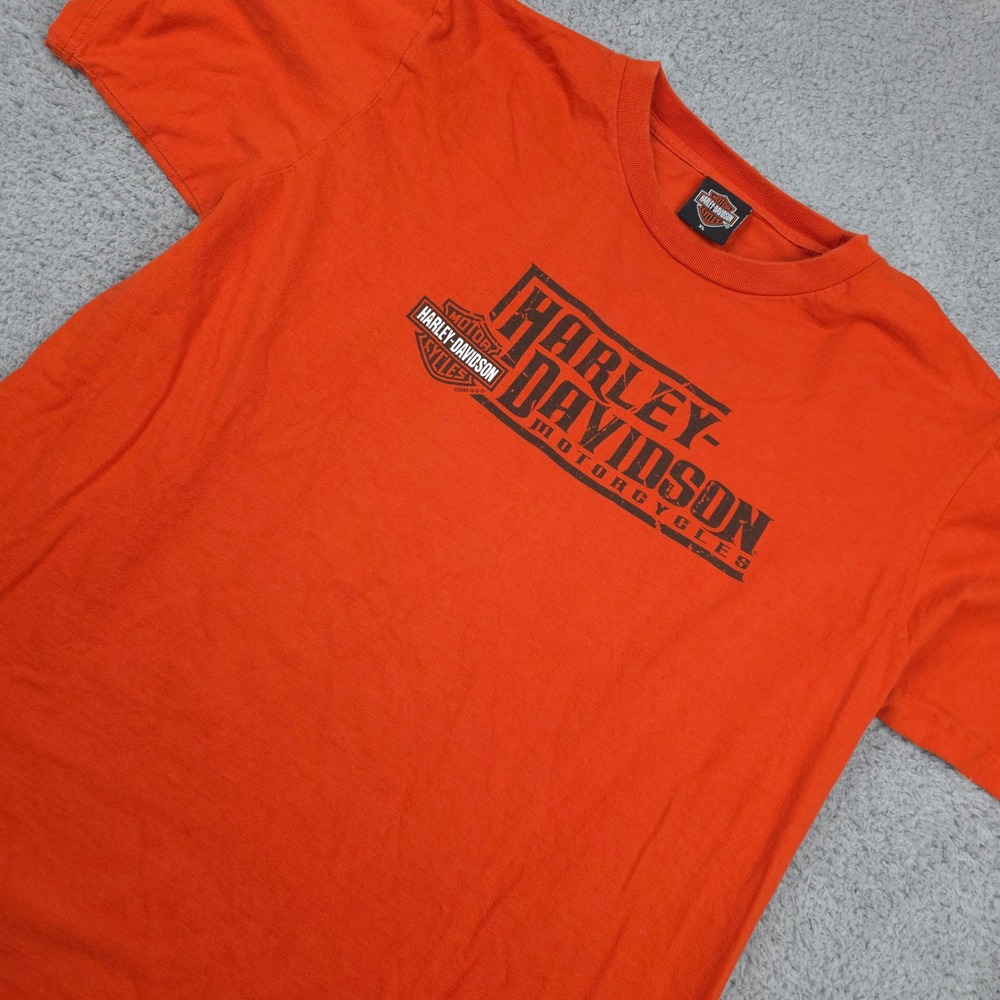 Harley-Davidson T-Shirt Motorcycle Graphic Print Short Sleeve Orange XL‎